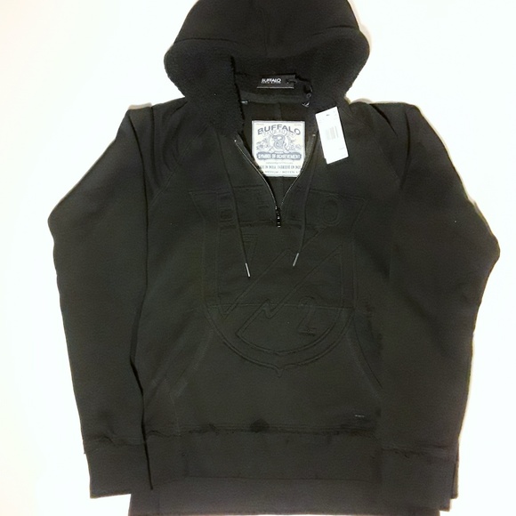 David Bitton Buffalo Logo Hoodie Black - Picture 1 of 6